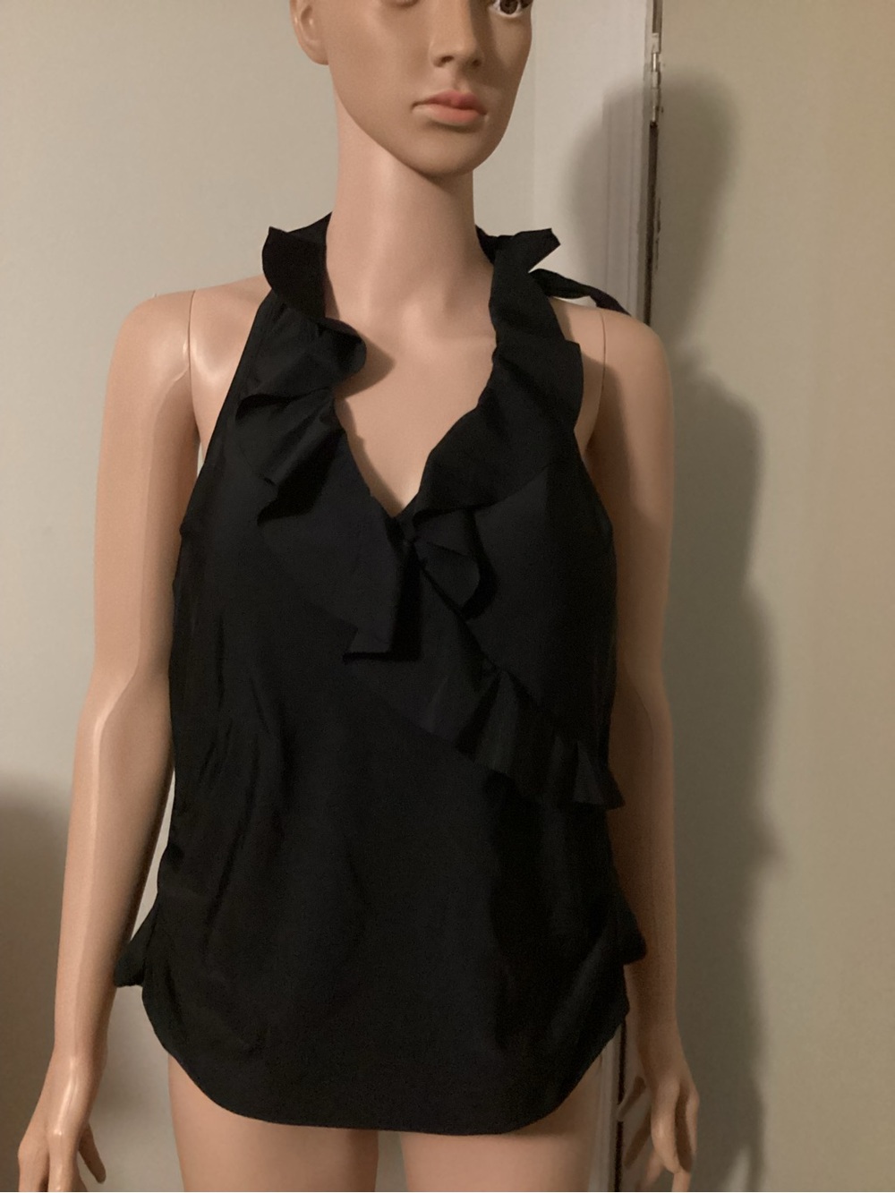 Women’s Black Ruffle Halter Swim Top